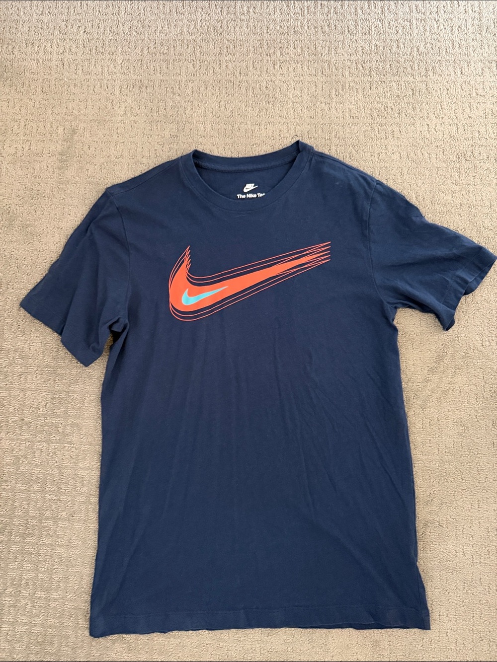 Nike Navy Tee with Orange and Light Blue Swoosh